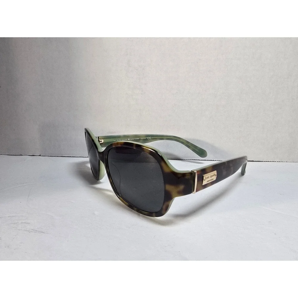 Kate Spade Tortoise Sage Green Polarized Sunglasses Oversized Square Case